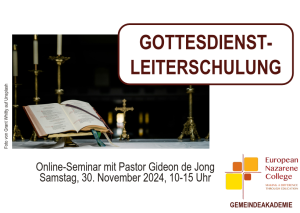 Gottesdienstleiterschulung mit Pastor Gideon de Jong am 30.11.2024, 10-15 Uhr