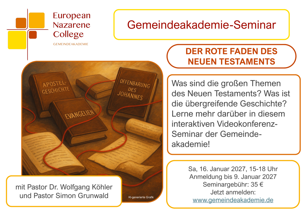 Videokonferenz-Seminar "Der rote Faden des Neuen Testaments" am Sa, 16.01.2027, 15-18 Uhr
